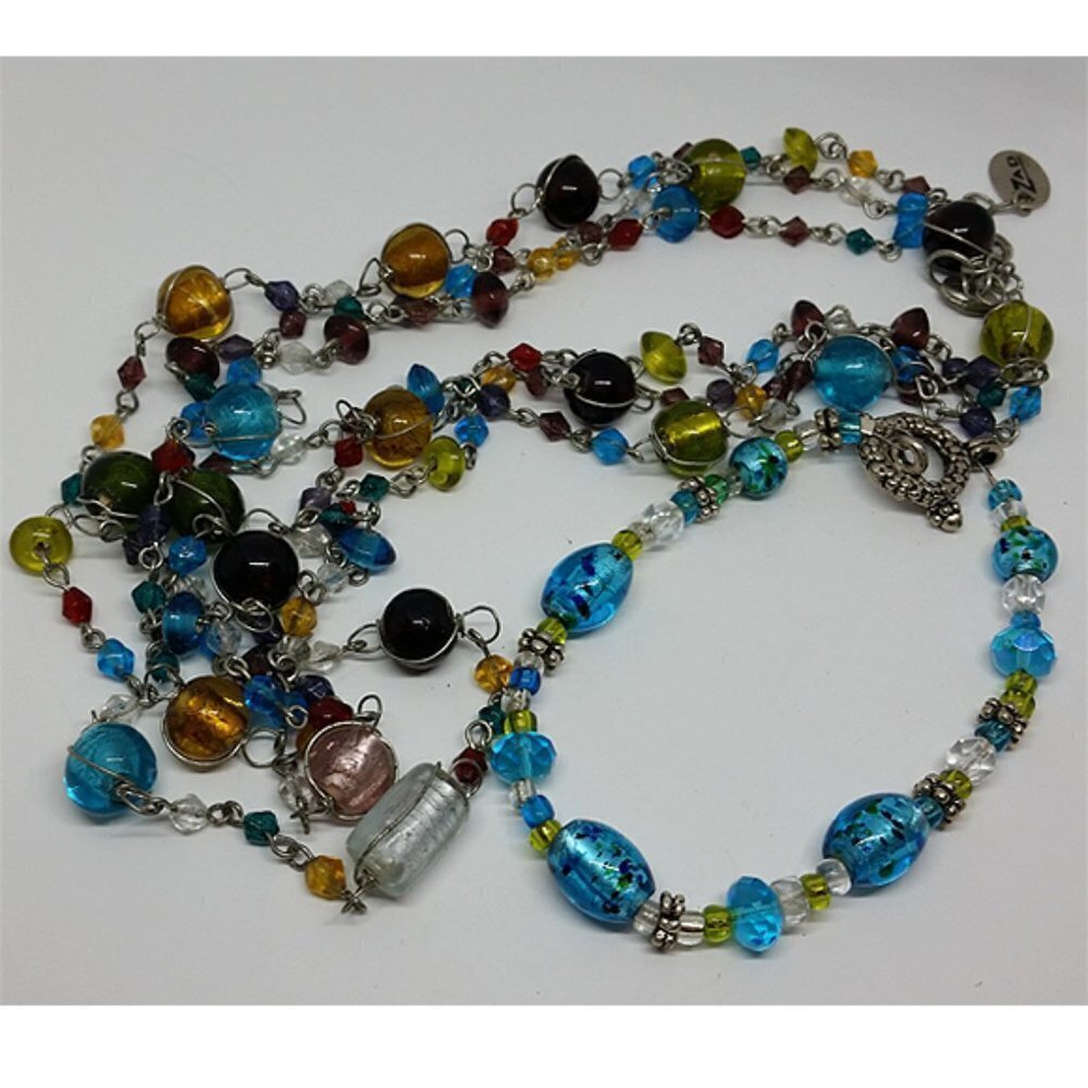 CURATED bundle art glass jewelry set boho style layered necklace + anklet.